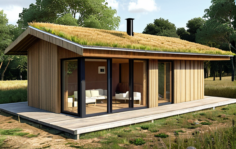 **
A modern, sustainable house in the French countryside. Focus on eco-friendly materials (wood, straw), solar panels, and a green roof. The house should blend harmoniously with the natural landscape. Emphasize a sense of calm and integration.
**