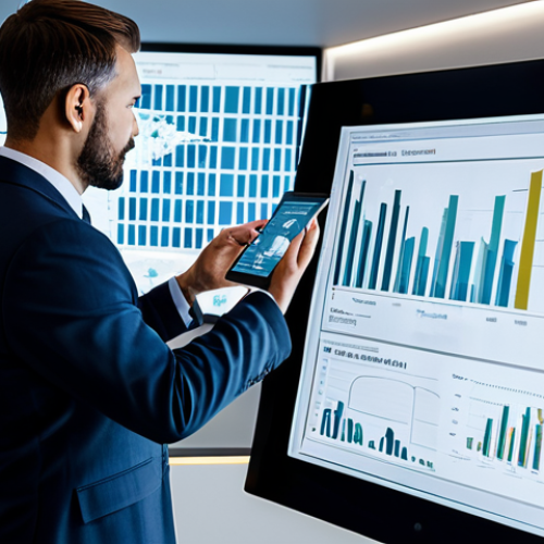 A professional, diverse real estate appraiser, fully clothed in a modest business suit, standing confidently in a futuristic, high-tech office. They are interacting with multiple holographic displays showing complex data visualizations, charts, and maps related to real estate trends and Big Data analysis. The environment features sleek design, ambient lighting, and digital interfaces. The appraiser holds a modern tablet, reflecting insightful data. The image emphasizes precision and advanced technology. safe for work, appropriate content, fully clothed, professional, perfect anatomy, correct proportions, natural pose, well-formed hands, proper finger count, natural body proportions, high-quality digital illustration, professional photography style.