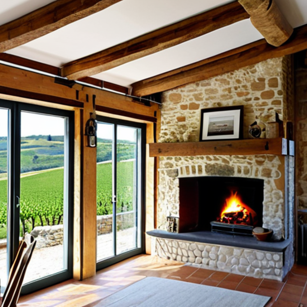 **

"A charming, fully renovated stone farmhouse in the French countryside.  Rolling green hills and vineyards in the background. The house features new double-glazed windows, a modern heating system (pompe &agrave; chaleur), and solar panels discreetly integrated into the roof.  Inside, exposed wooden beams and a cozy fireplace.  "Diagnostic de Performance &Eacute;nerg&eacute;tique" (DPE) rating A displayed. Appropriate content, safe for work.  Perfect anatomy, natural proportions, professional, modest, family-friendly, high quality."

**