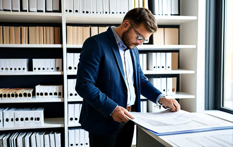 **

"A professional building evaluator in a fully clothed, modest outfit (perhaps a blazer and trousers), carefully examining architectural blueprints in a well-lit office. The office features shelves filled with DTU manuals and French construction codes. Focus on the evaluator's focused expression and attention to detail. safe for work, appropriate content, perfect anatomy, professional, high quality, natural proportions."

**